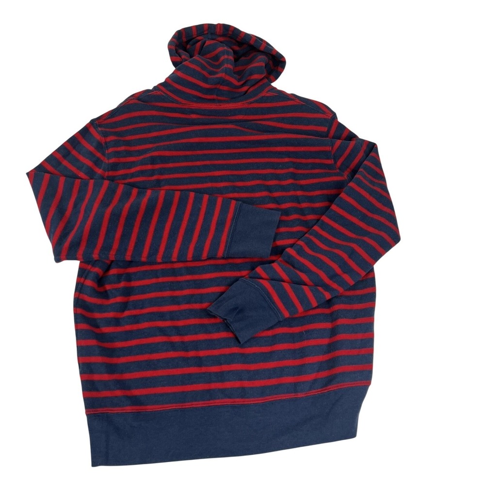 Vintage 90's Polo Ralph Lauren Hoodie Mens L Blue Red Striped Y2K Pullover - Picture 13 of 16